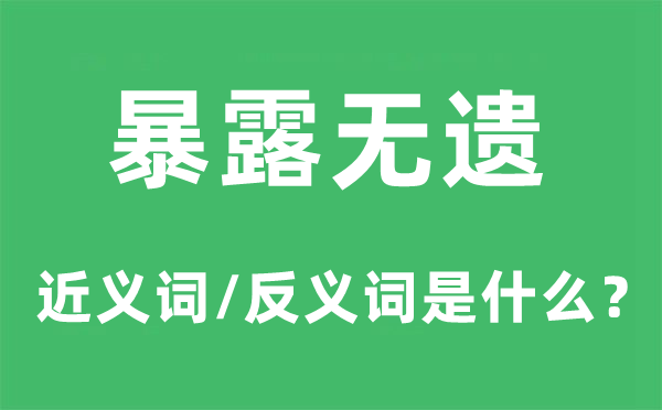 暴露無遺的近義詞和反義詞是什么,暴露無遺是什么意思