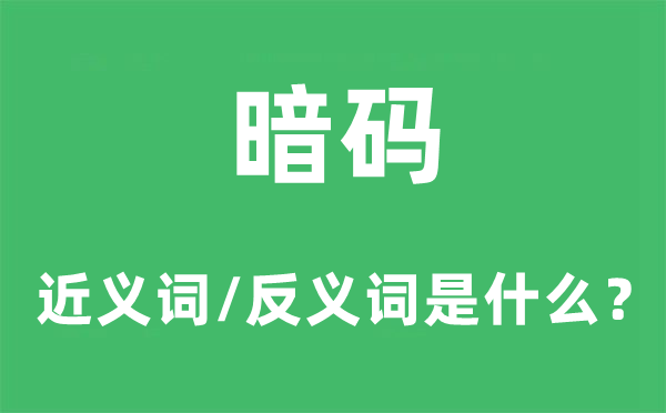 暗碼的近義詞和反義詞是什么,暗碼是什么意思
