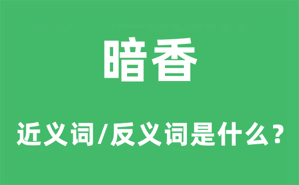暗香的近義詞和反義詞是什么,暗香是什么意思