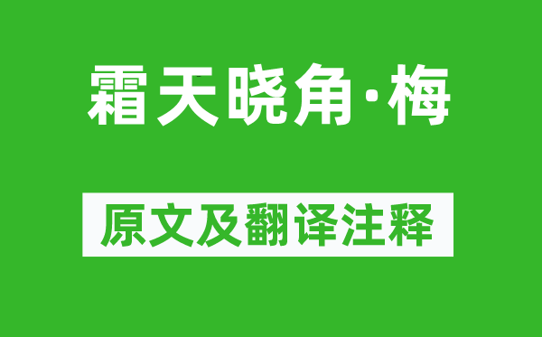 蕭泰來《霜天曉角·梅》原文及翻譯注釋,詩意解釋