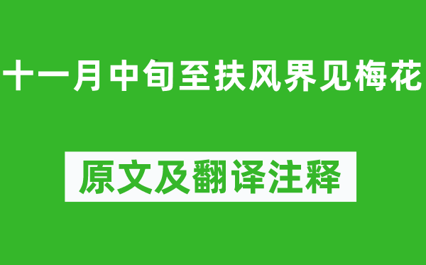 李商隱《十一月中旬至扶風界見梅花》原文及翻譯注釋,詩意解釋