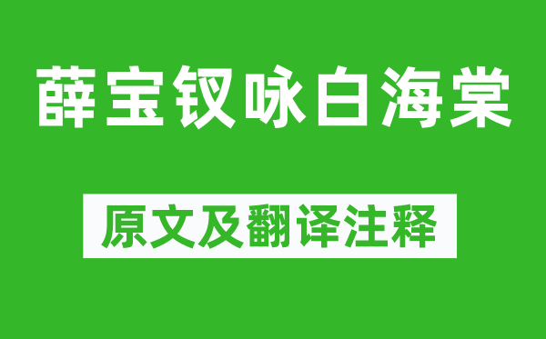 曹雪芹《薛寶釵詠白海棠》原文及翻譯注釋,詩意解釋