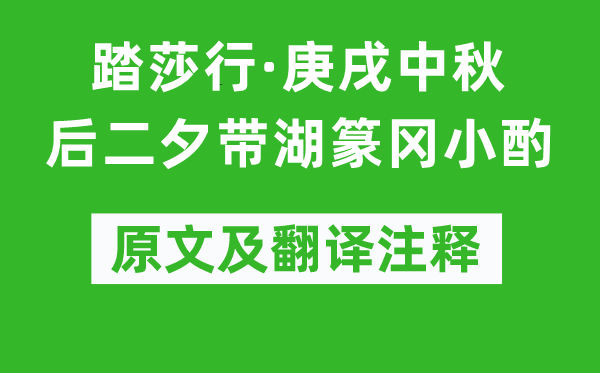 辛棄疾《踏莎行·庚戌中秋后二夕帶湖篆岡小酌》原文及翻譯注釋,詩意解釋