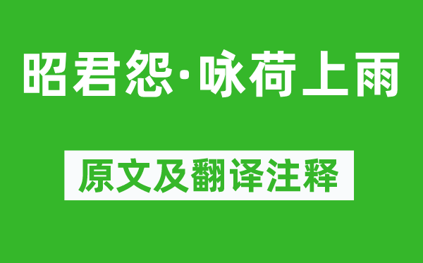 楊萬里《昭君怨·詠荷上雨》原文及翻譯注釋,詩意解釋