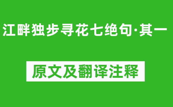 杜甫《江畔獨步尋花七絕句·其一》原文及翻譯注釋,詩意解釋