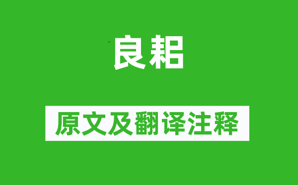詩經·周頌《良耜》原文及翻譯注釋,詩意解釋