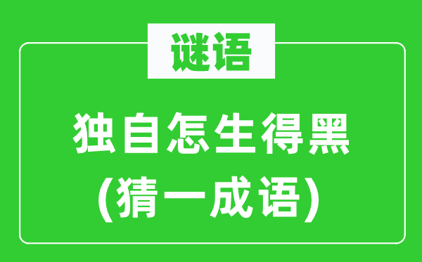 謎語：獨自怎生得黑(猜一成語)