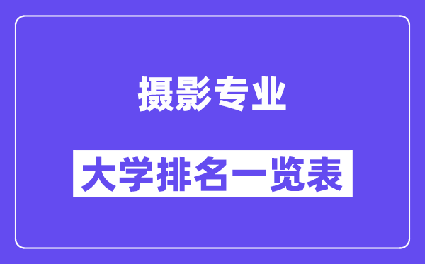 全國攝影專業大學排名一覽表（最新排行榜）