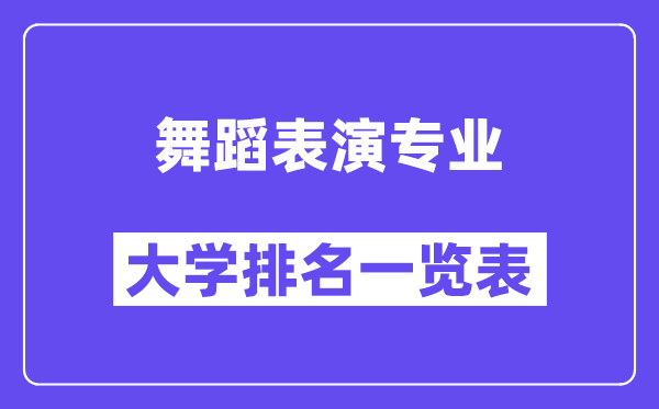 全國舞蹈表演專業大學排名一覽表（最新排行榜）