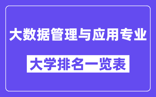 全國大數據管理與應用專業大學排名一覽表（最新排行榜）