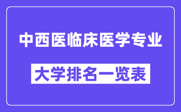 全國中西醫臨床醫學專業大學排名一覽表（最新排行榜）