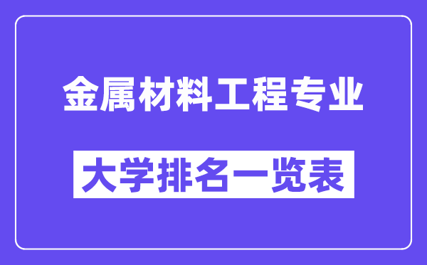 全國(guó)金屬材料工程專業(yè)大學(xué)排名一覽表（最新排行榜）