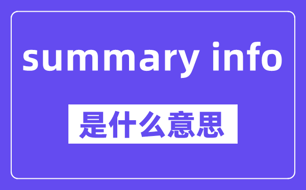 summary info是什么意思,中文翻譯是什么
